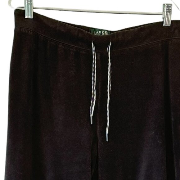 Lauren Ralph Lauren Black Stretch Micro Velvet Pull-on Pants Wide Leg   Size M - Picture 2 of 6